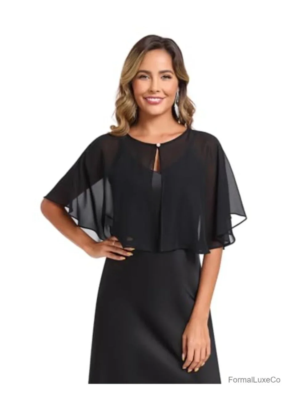 Chiffon Capelet Shawl Wrap for Women Evening Dress Bridal Accessory